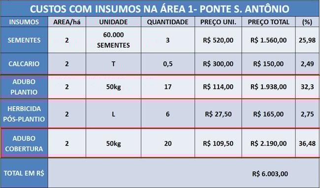 Custos de produção de milhor safrinha